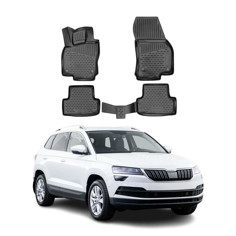 2017-2025 Skoda Karoq Fußmatten TPE Schwarz 4 tlg