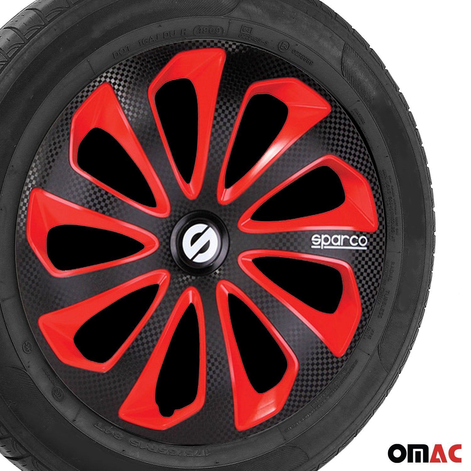 Radkappen Radzierblenden Sparco Sicilia 16" Zoll Abdeckung Schwarz Rot Carbon 4x