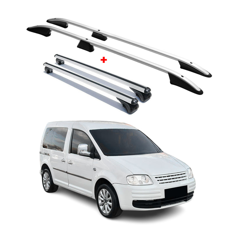 Dachreling + Dachträger SET für Renault Kangoo 1996-2007 L1 Kurzer Alu Silber