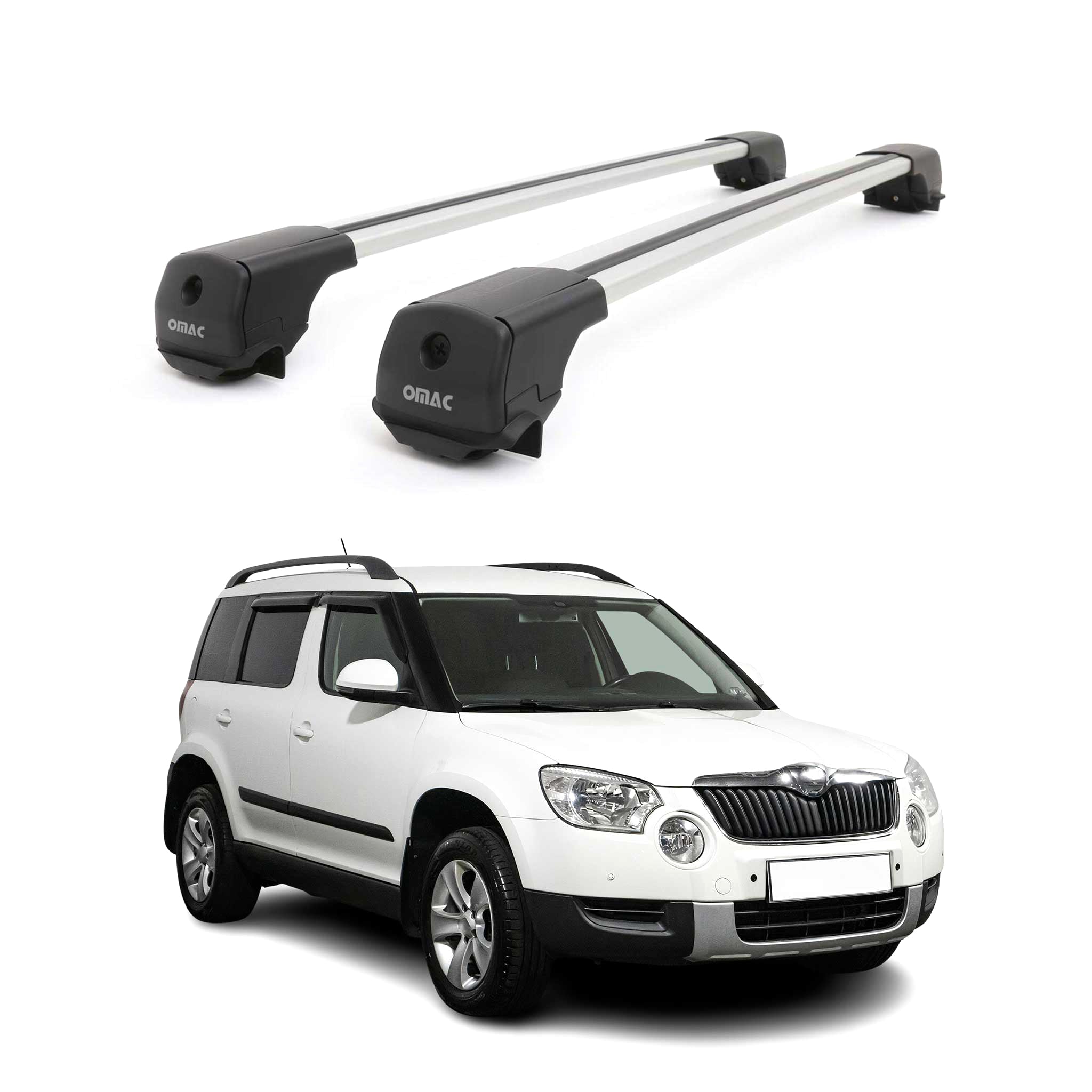 Dachträger Grundträger für Skoda Yeti 2009-2017 Aluminium 75kg Grau 2tlg