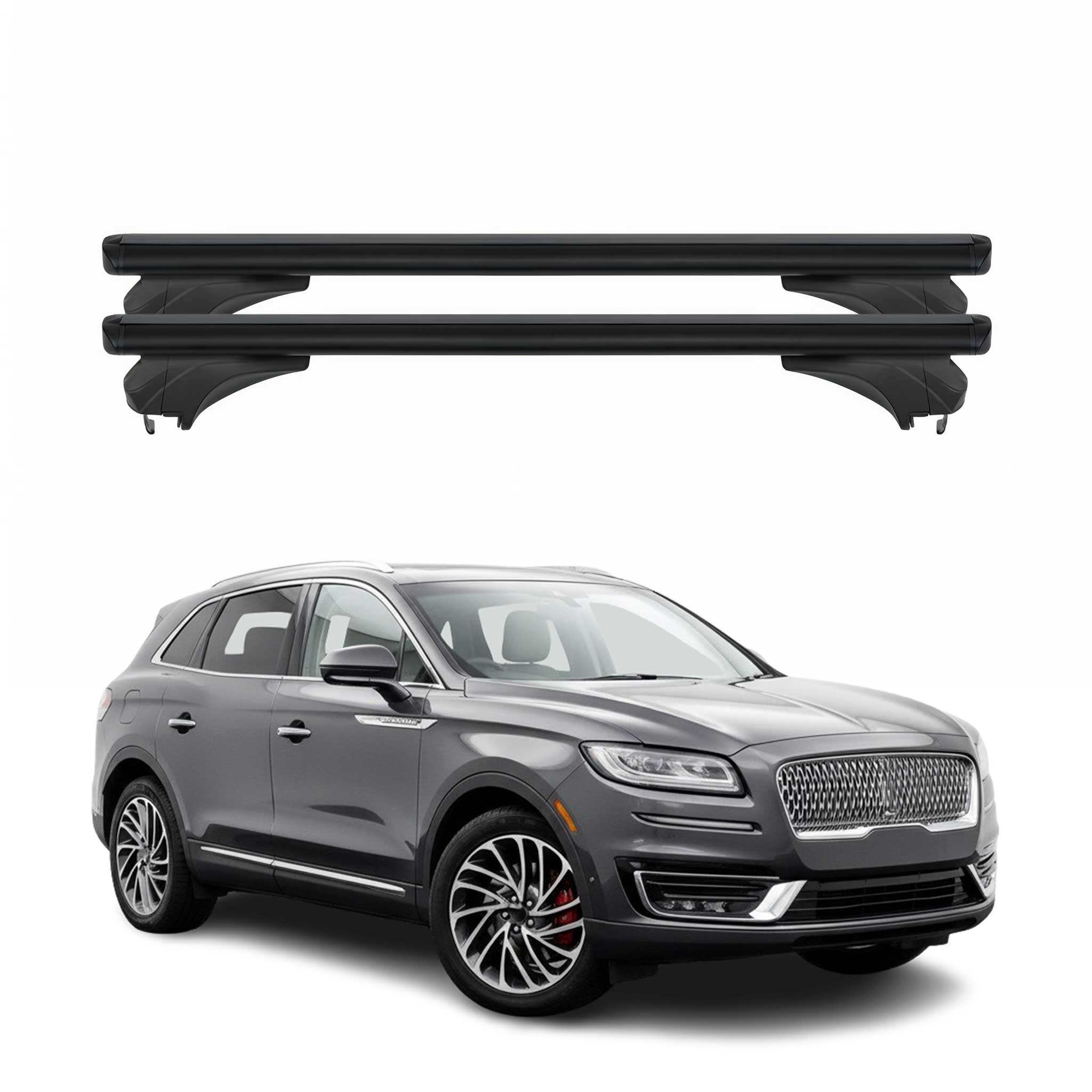 Menabo Dachträger Grundtäger für Lincoln Nautilus 2019-2023 Aluminium Schwarz 2x