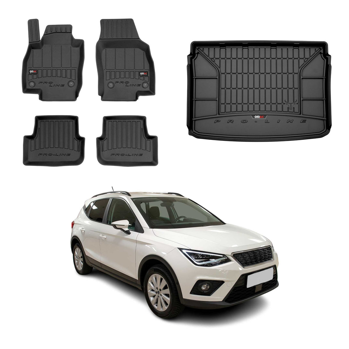 OMAC Fußmatten & Kofferraumwanne Set für Seat Arona 2017-2026 obere