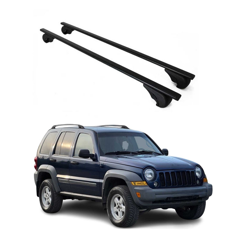 Dachträger Grundtäger für Jeep Liberty 2002-2007 75kg Metall Schwarz 2 tlg