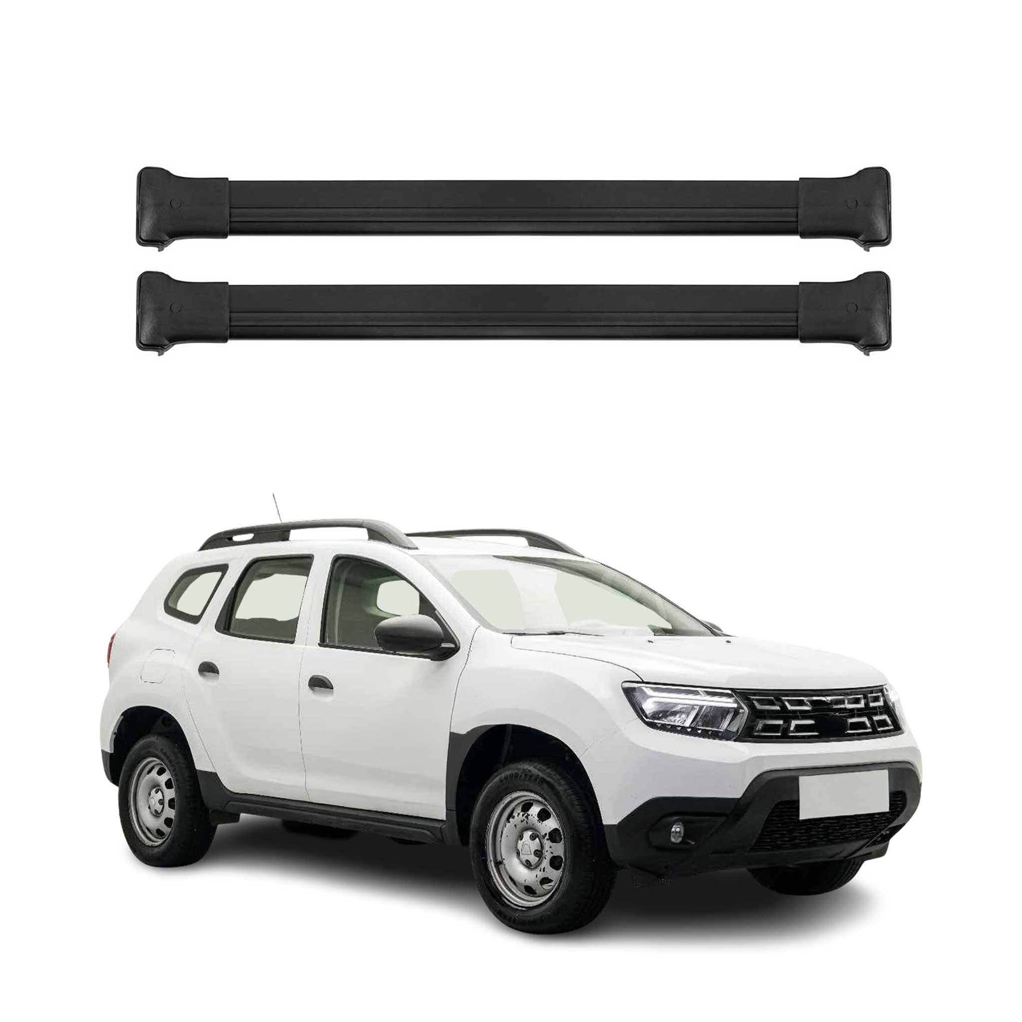Dachträger Grundtäger für Dacia Duster mk2 2018-2021 Pre-FL 75kg Alu Schwarz 2x