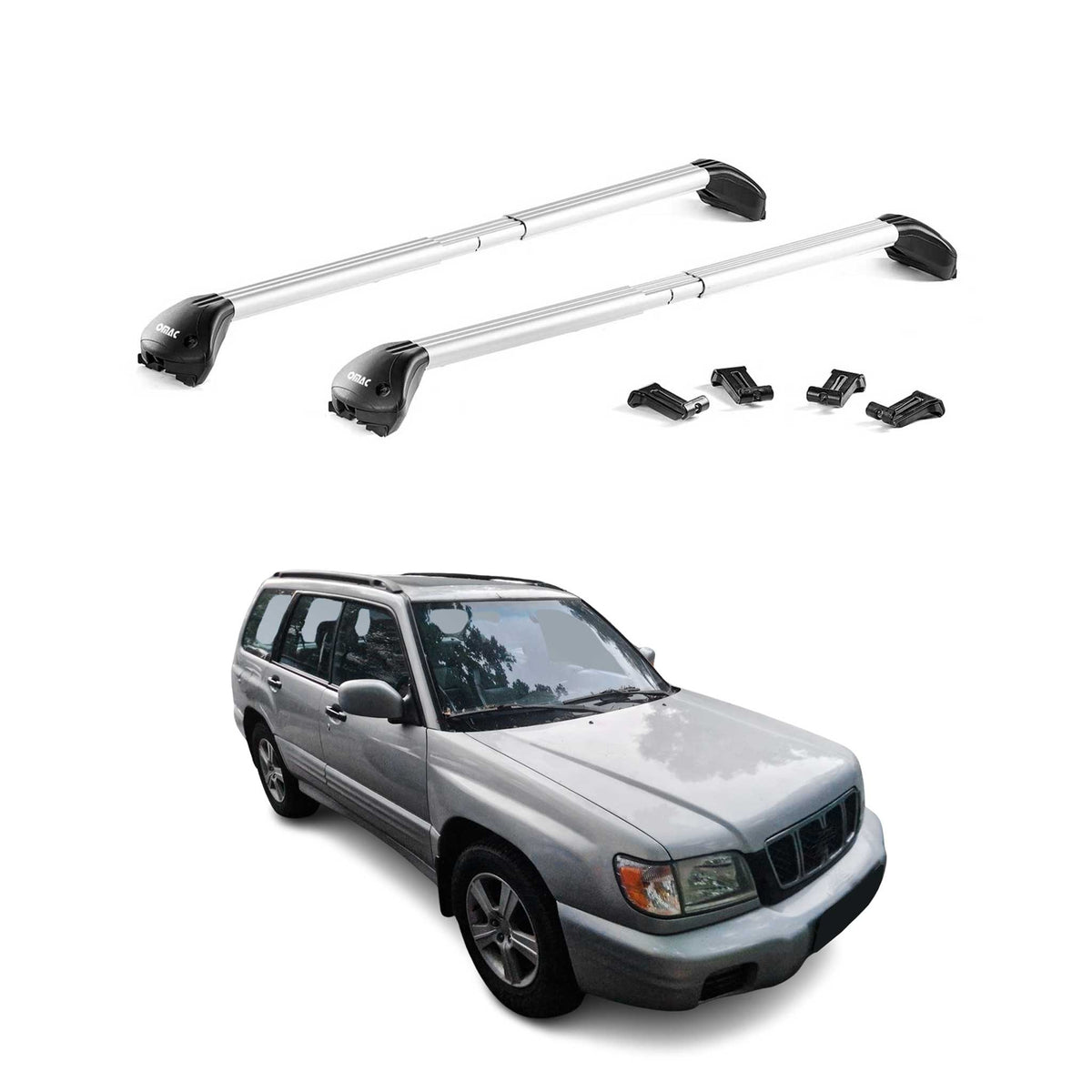 Dachträger Grundtäger für Subaru Forester I 1997-2002 100kg Alu Silber 2x ABE