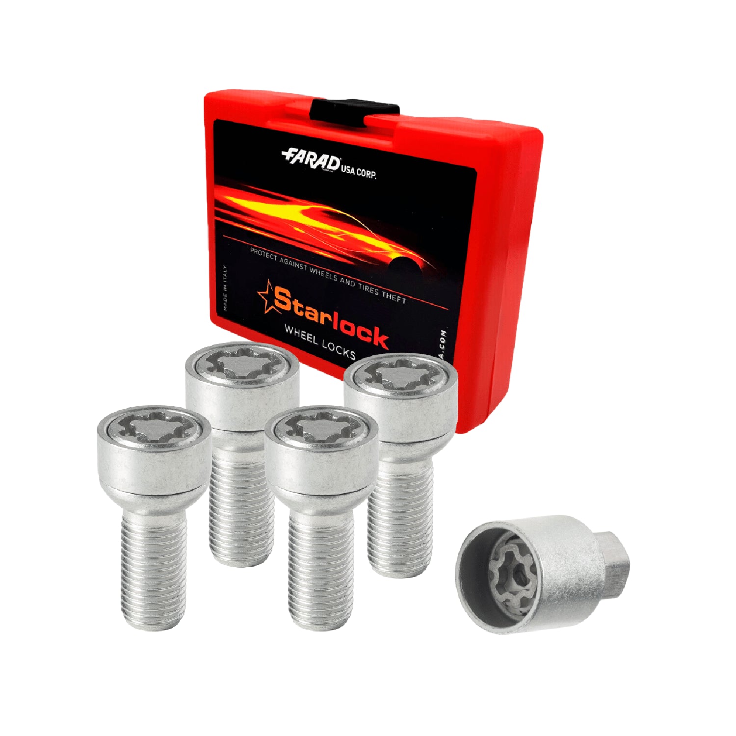 Radschloss Satz für VW Scirocco/ Eos/ Fox/ New Beetle ab 2000 Silber 4x M12X1.5