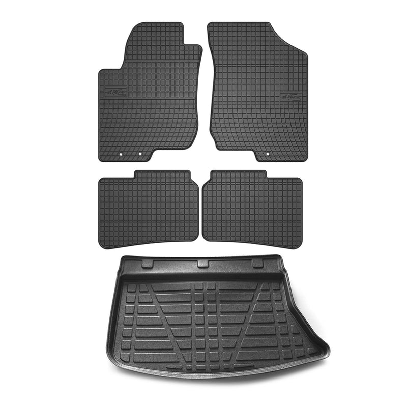 Fußmatten & Kofferraumwanne Set für Hyundai i30 2007-2012 Gummi TPE Schwarz 5x