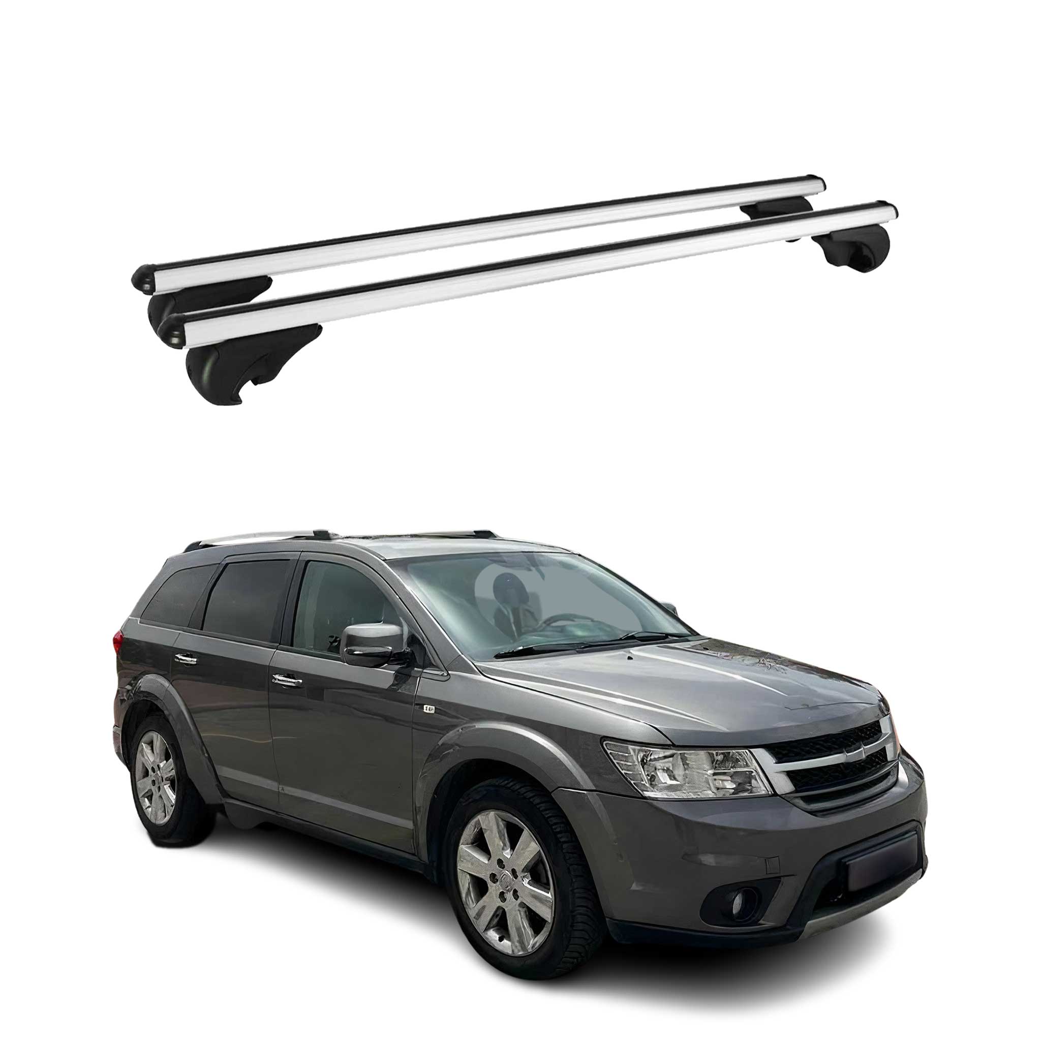 Dachträger Grundtäger für Fiat Freemont 2011-2016 75kg Aluminium Silber 2 tlg