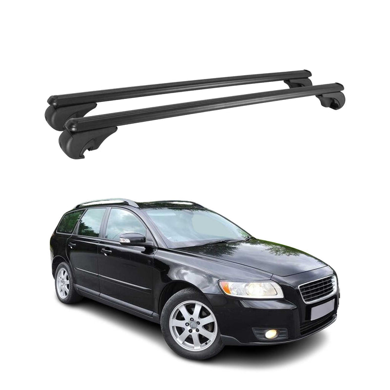 Dachträger für Volvo V50 2004-2012 Gepäckträger Grundträger Aluminium Schwarz 2x