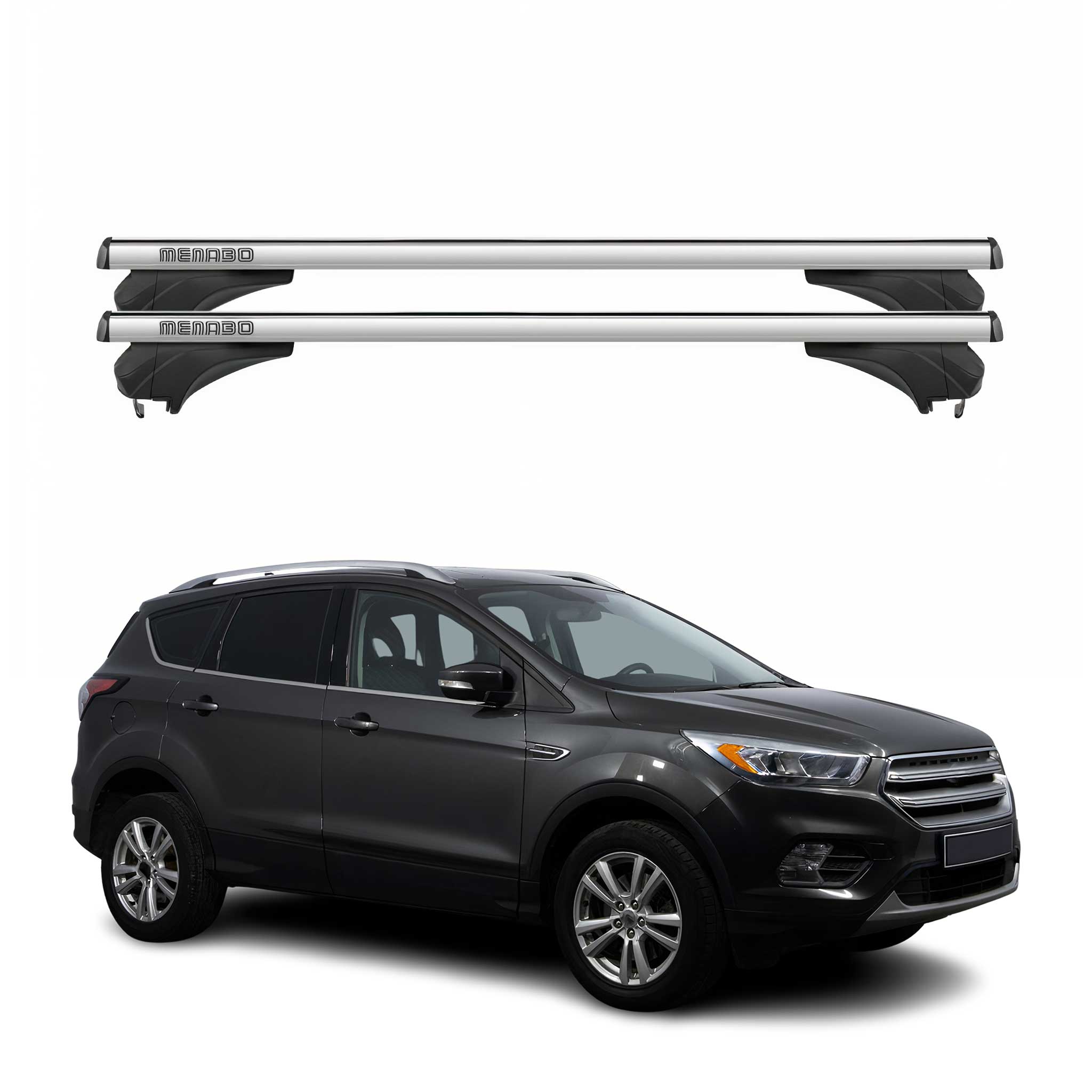 Menabo Dachträger Grundtäger für Ford Kuga II 2012-2019 Aluminium Silber 2x