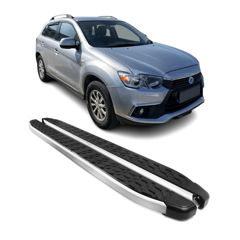 Trittbretter Seitenschweller für Mitsubishi ASX 2010-2022 Alu Schwarz Grau 2x