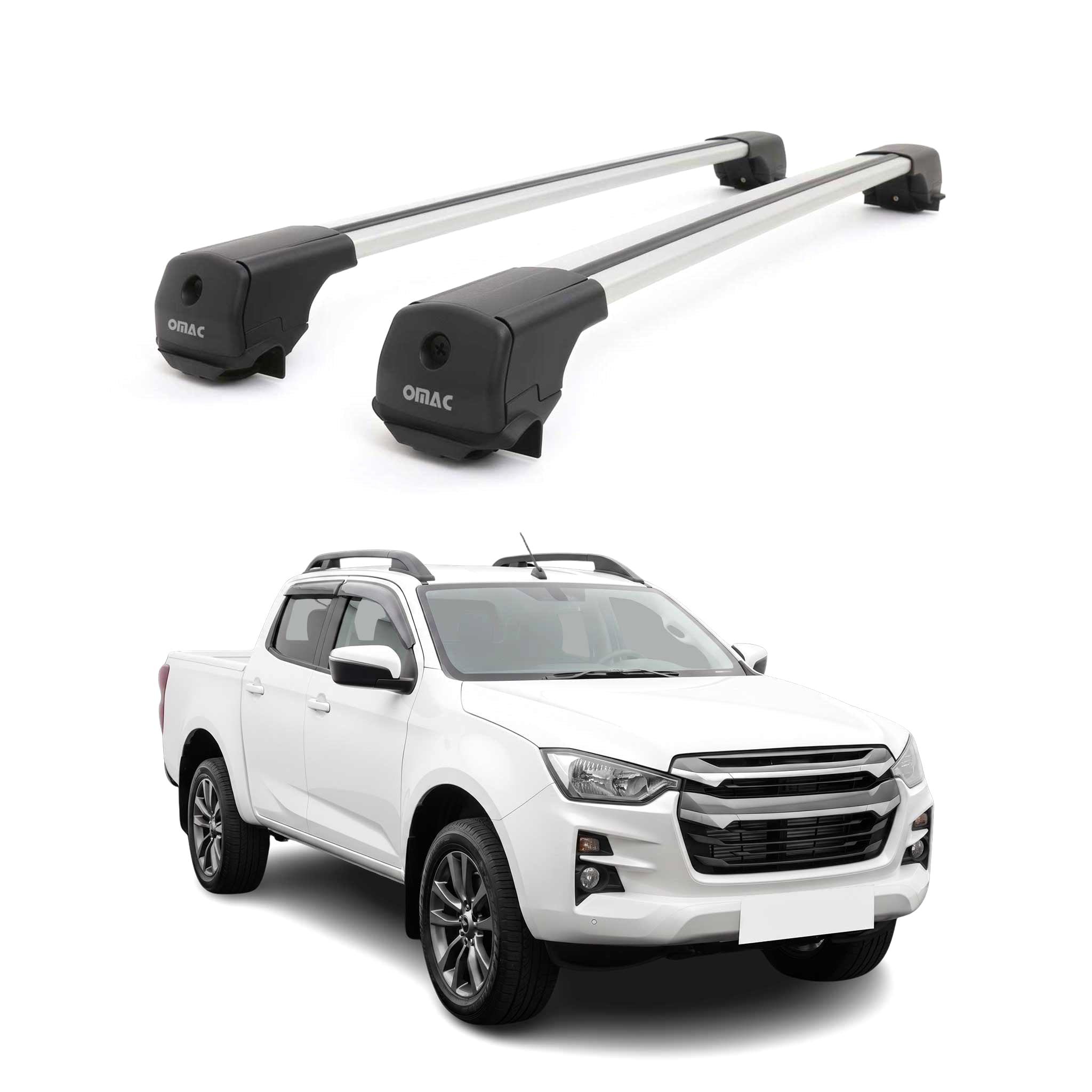 Dachträger Grundträger für Isuzu D-Max III 2019-2026 Aluminium 75kg Grau 2tlg