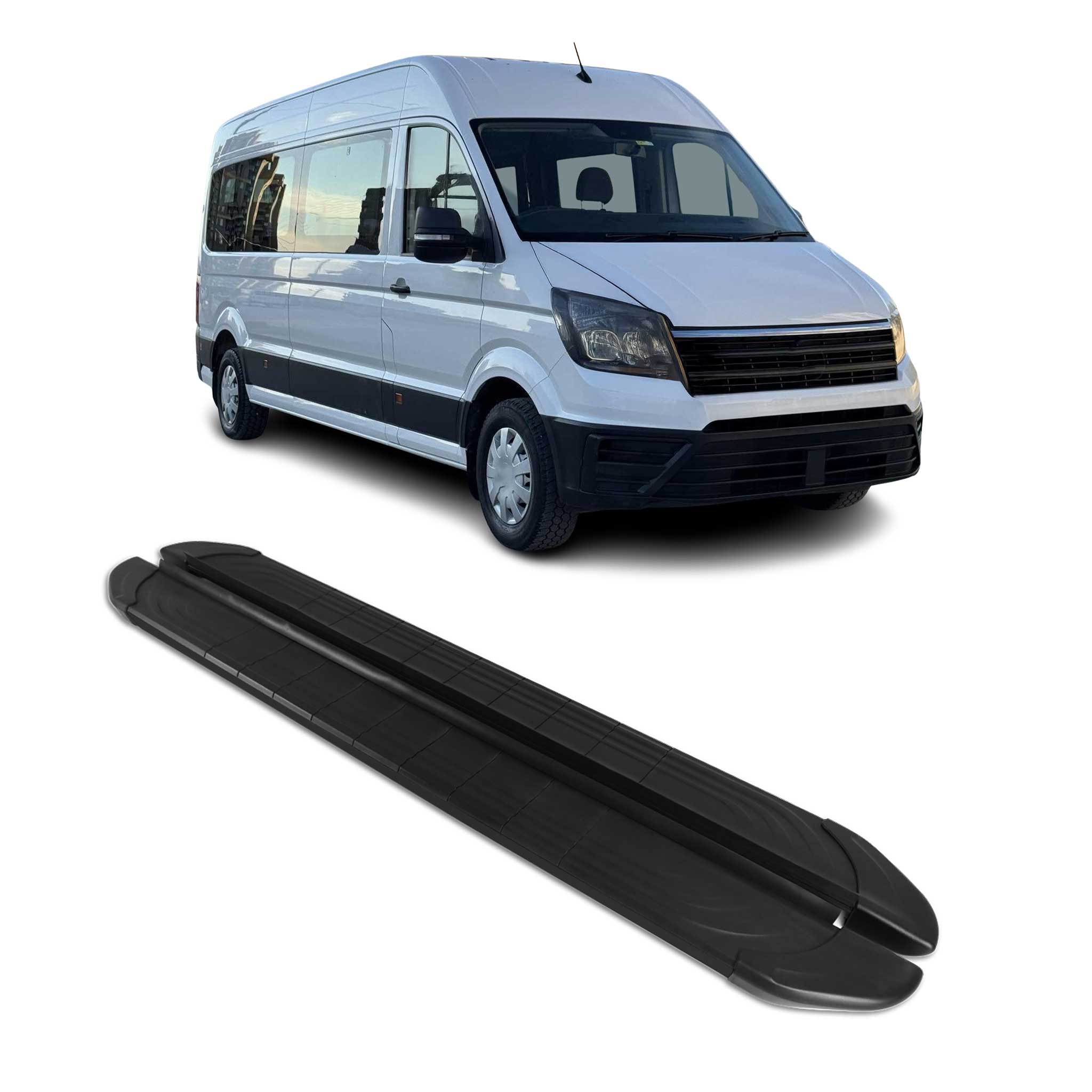 Seitenschweller Trittbretter für VW Crafter 2017-2026 L1 Schwarz Aluminium 2 tlg
