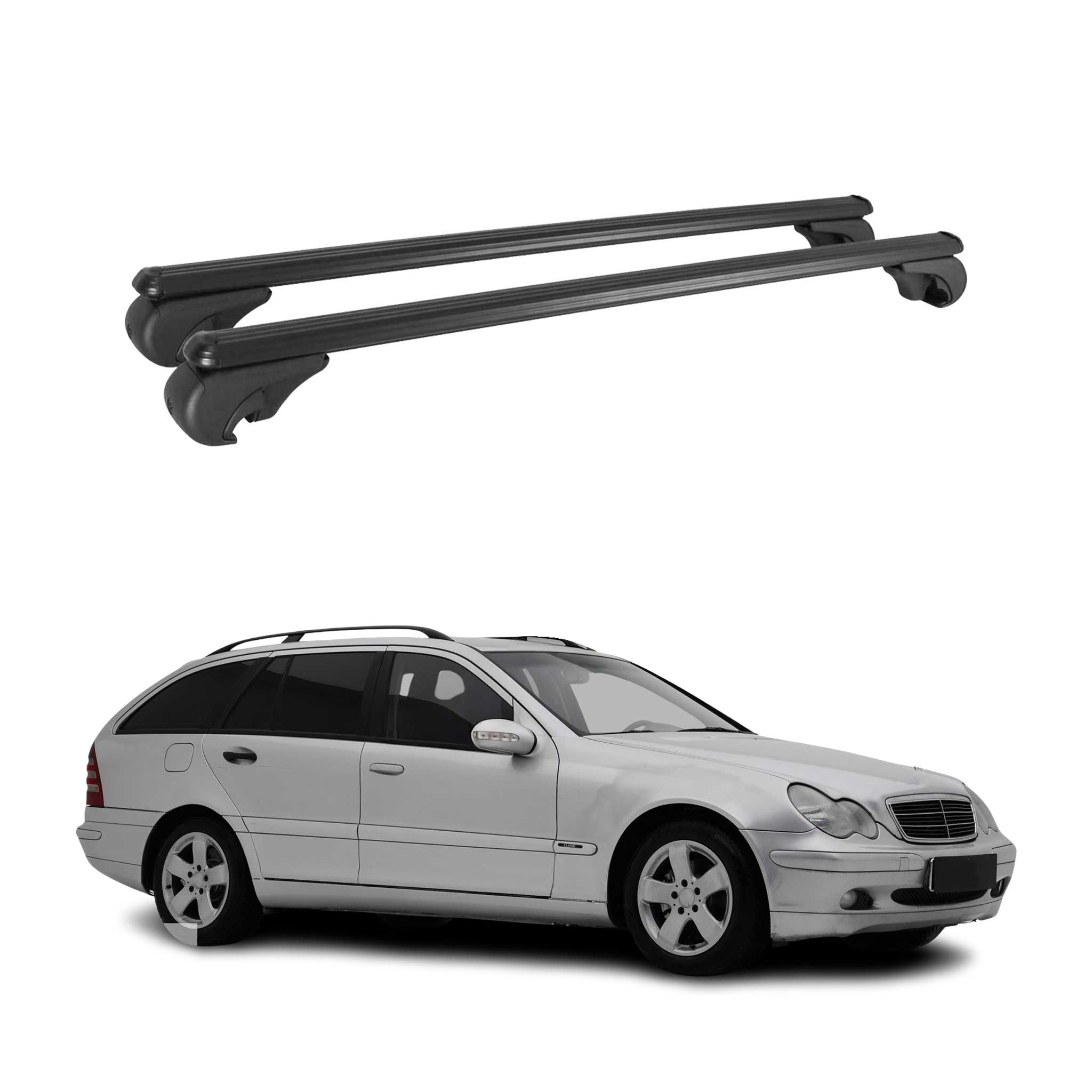 Dachträger für Mercedes C Klasse T-Model S203 2000-2003 Gepäckträger Alu Schwarz