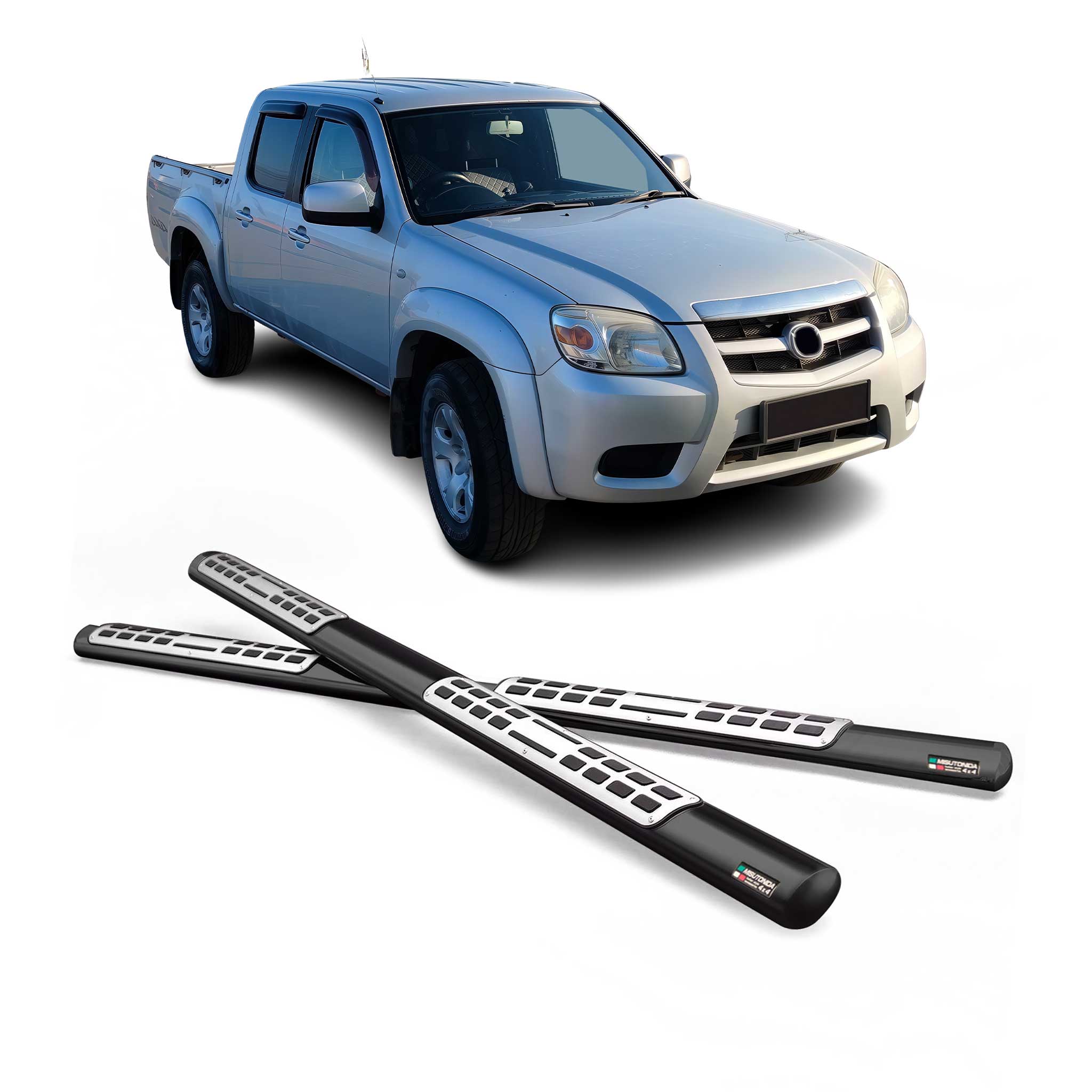 Stahl Schwellerrohre Trittbretter für Mazda BT-50 Double Cab 2009-2012 Schwarz