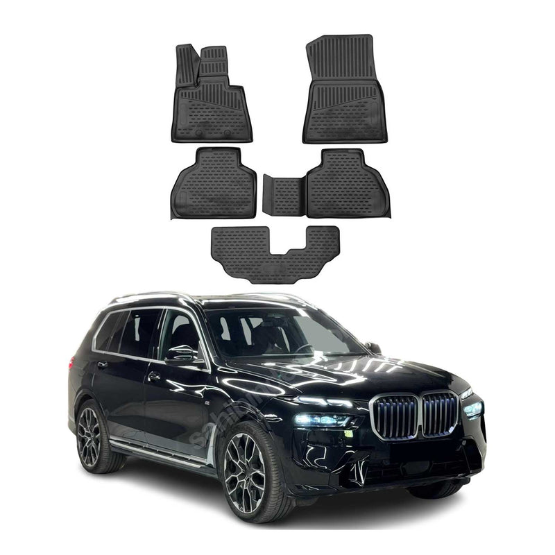 OMAC Gummimatten Fußmatten für BMW X7 G07 2019-2025 TPE Automatten Schwarz 5x