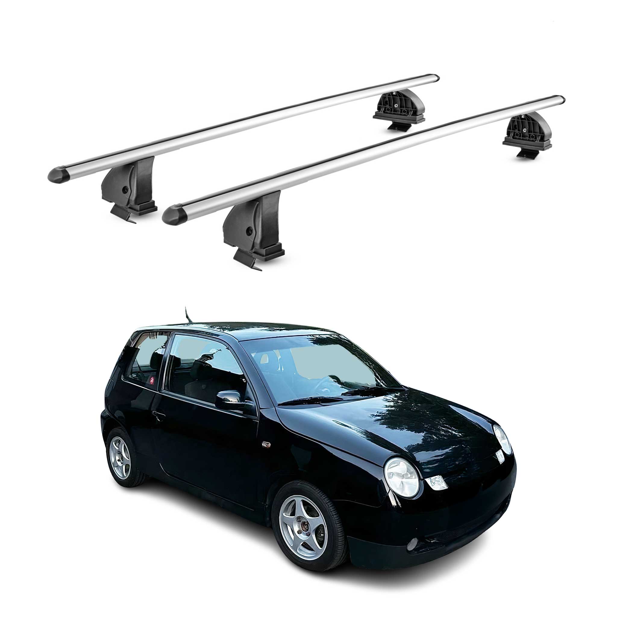 Alu Dachträger für VW Lupo 1998-2005 TÜV Abschließbar T-Nut 75 kg 2tlg Silber