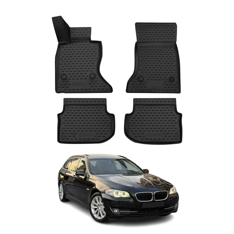 OMAC Gummimatten Fußmatten für BMW 5er F11 Touring 2010-2013 TPE Schwarz 4x