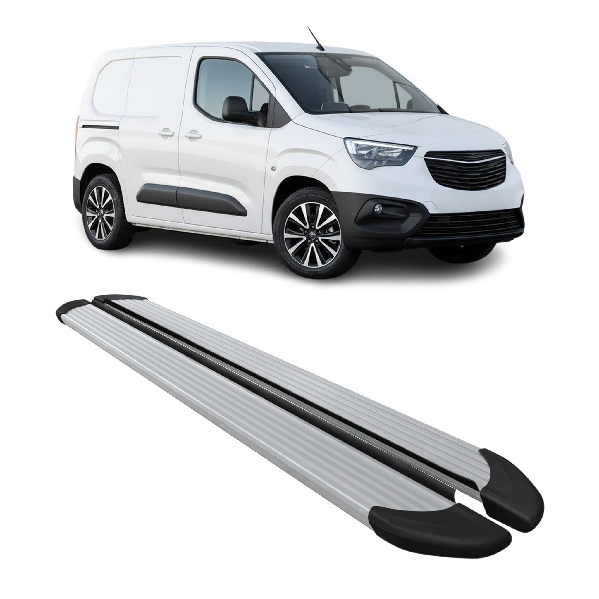 Seitenschweller Trittbretter Schweller für Opel Combo L1 2019-2026 Alu Silber