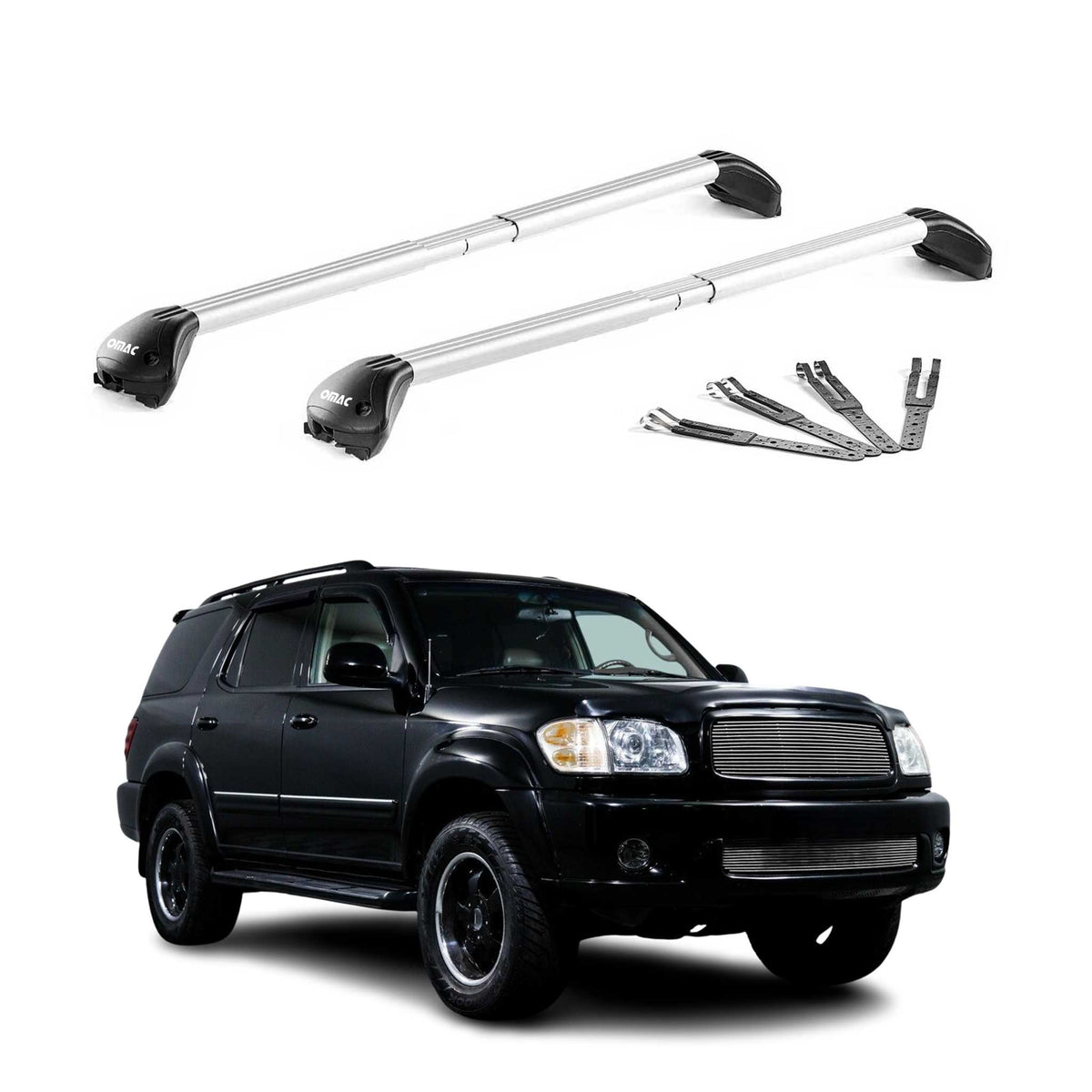 Dachträger für Toyota Sequoia I 2001-2007 100kg Aluminium Silber 2x ABE
