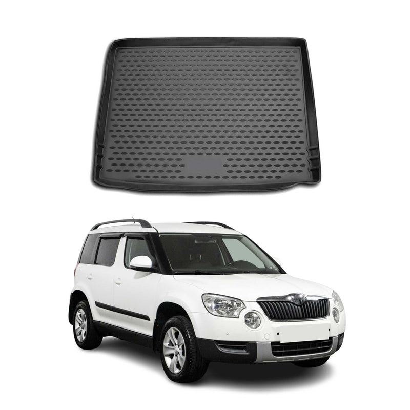 Kofferraummatte Kofferraumwanne für Skoda Yeti 2009-2017 Gummi TPE Schwarz
