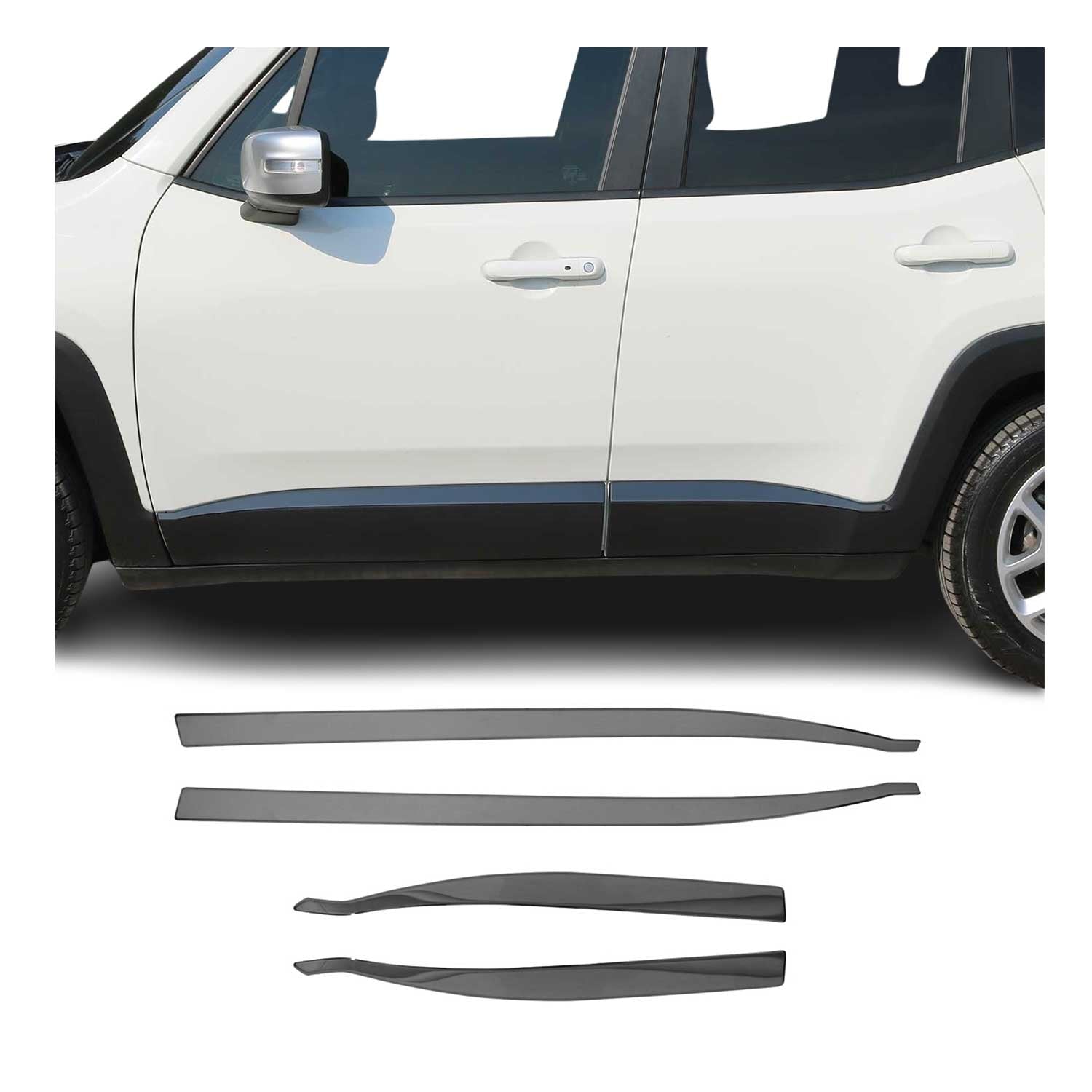 Seitentürleiste Türschutzleiste für Jeep Renegade 2015-2024 Chrom Dunkel 4x