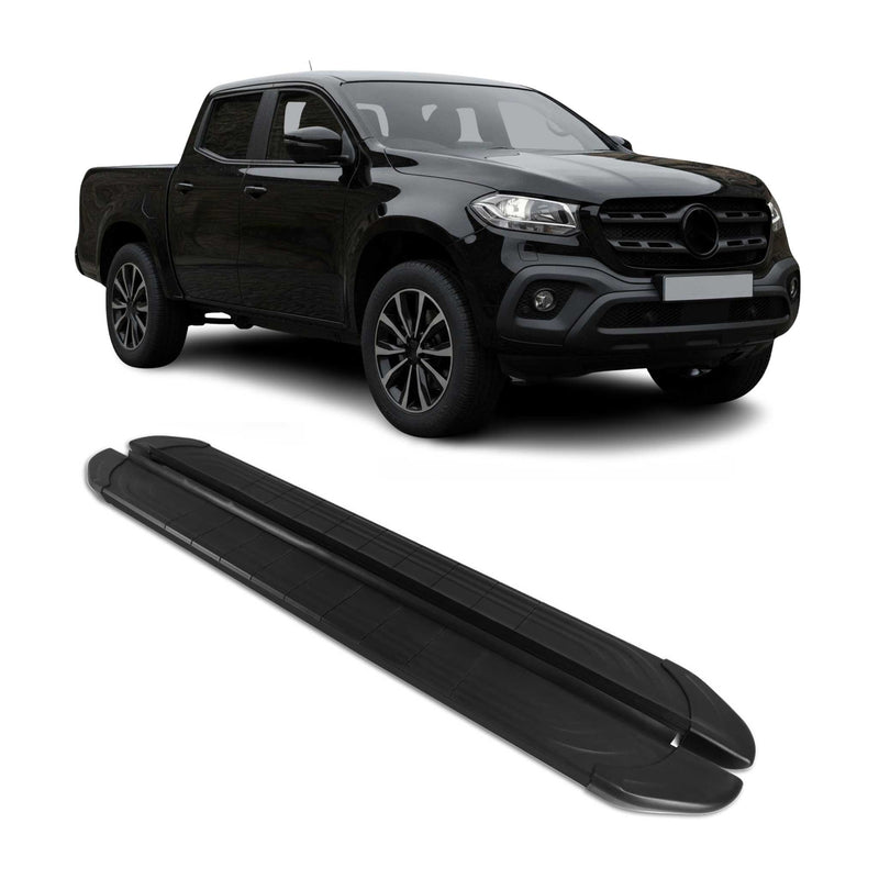 Trittbretter Seitenschweller für Mercedes X Klasse DoubleCab Schwarz Silber 2x