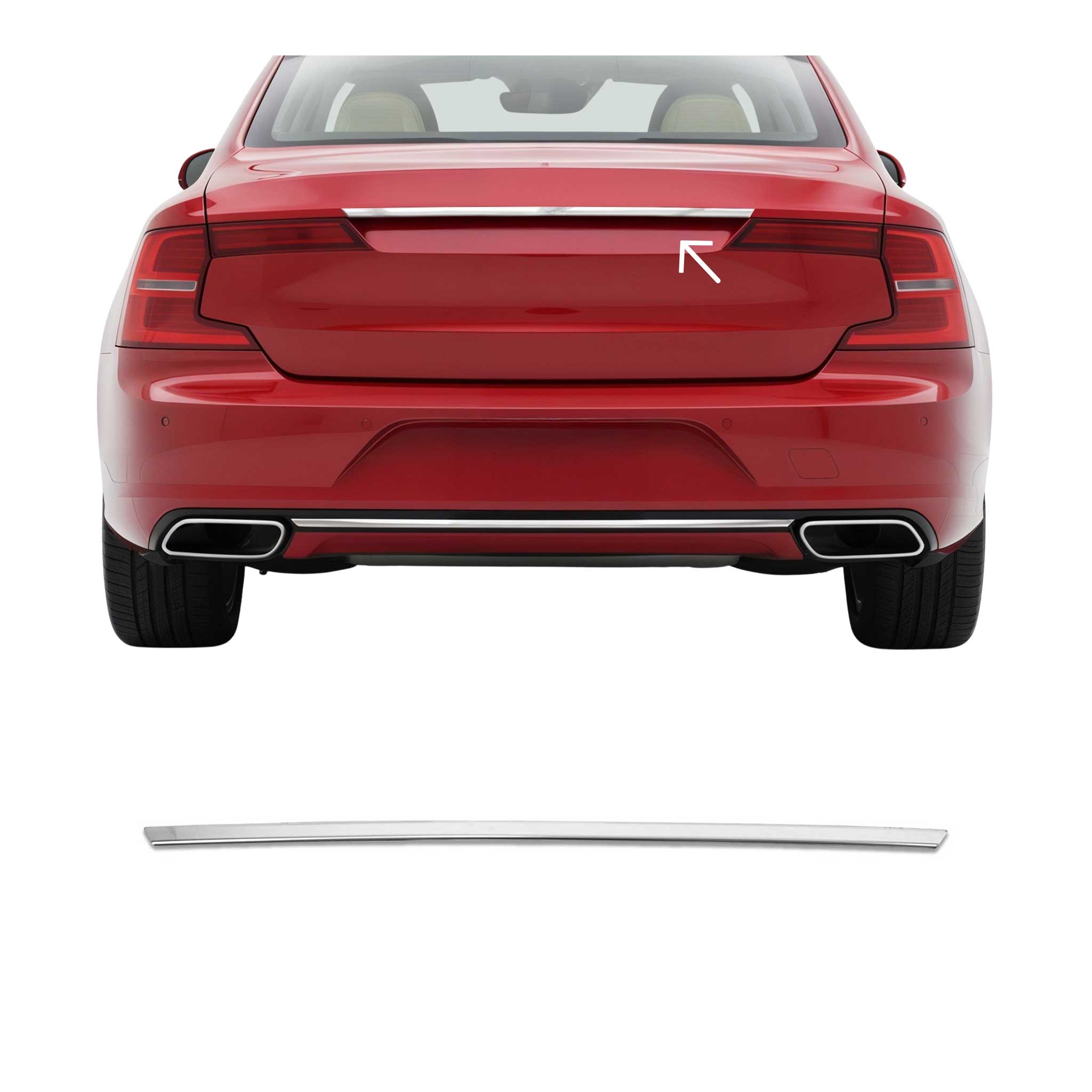 Kofferraumleiste Heckklappe Leiste für Volvo S90 2016-2020 Limo Edelstahl Chrom