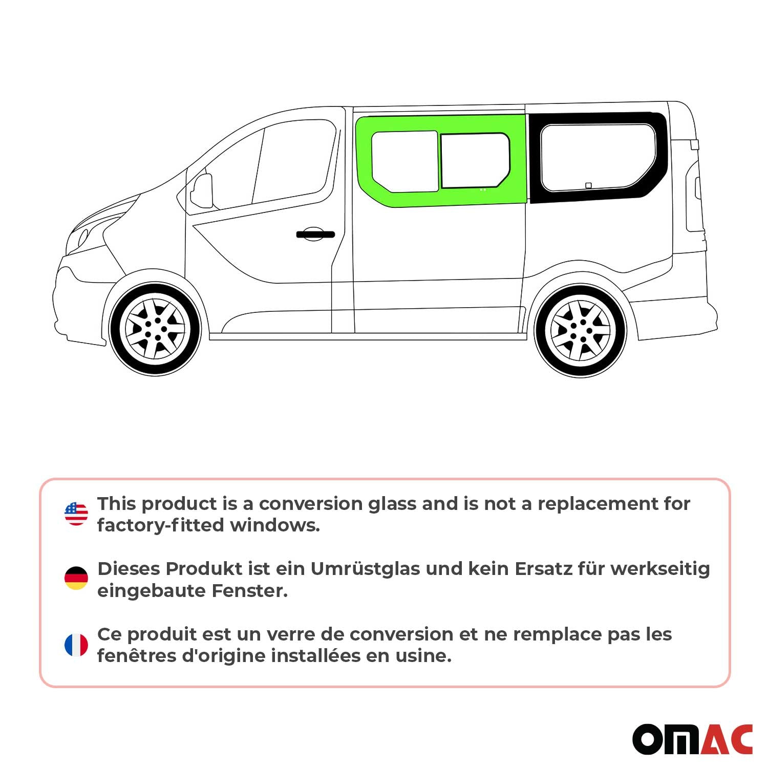 Seitenfenster Schiebefenster für Opel Vivaro B 2014-2019 Links L1 L2 Schwarz