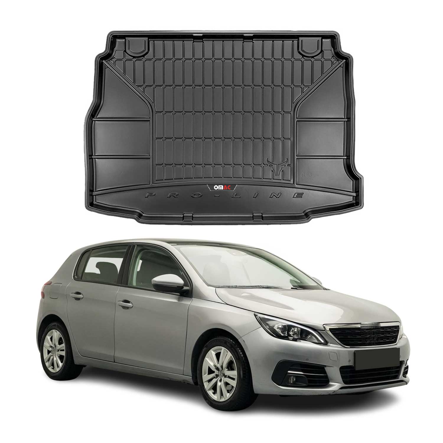 OMAC Gummi Kofferraumwanne für Peugeot 308 II Schrägheck 2013-2021 TPE Schwarz