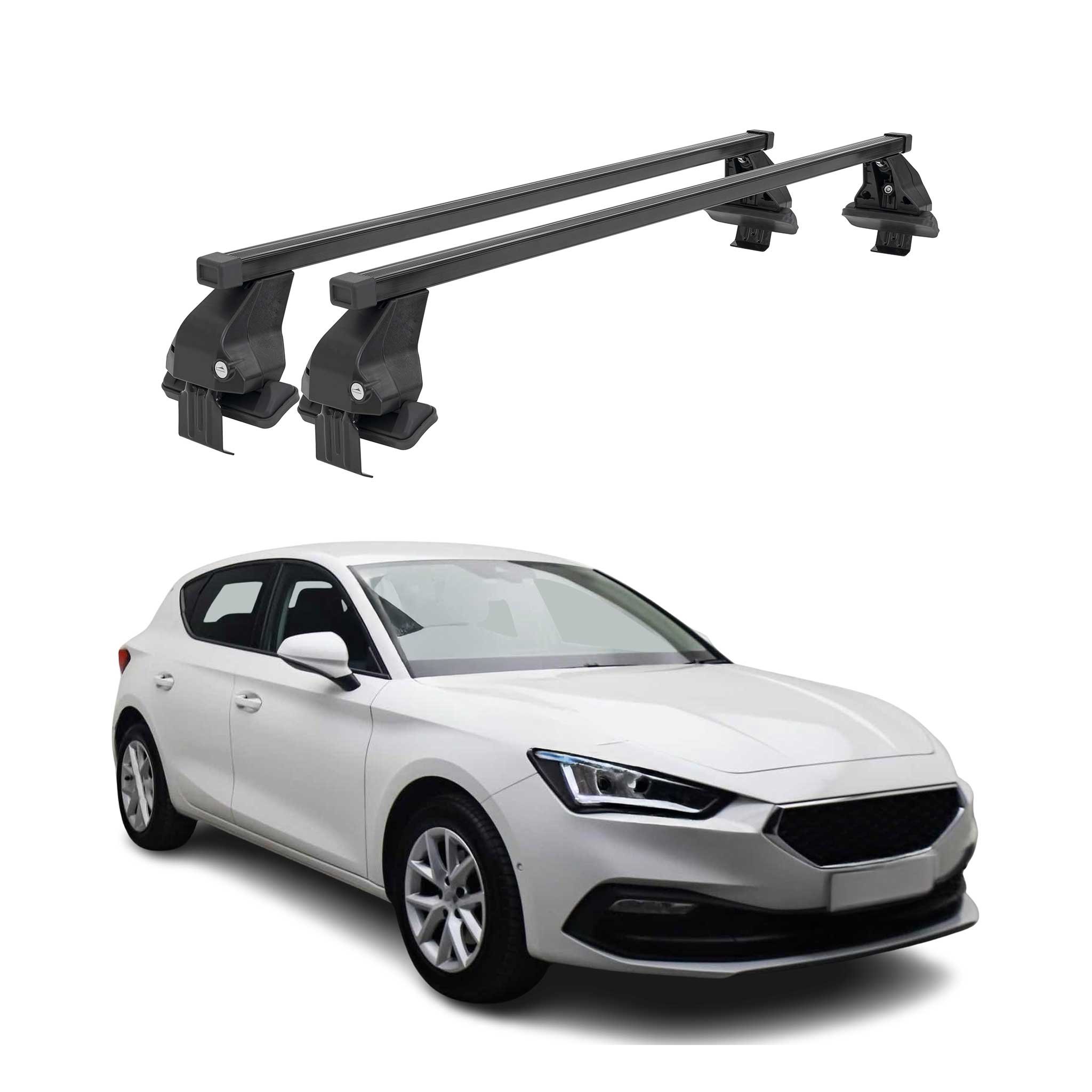 Menabo Dachträger Grundtäger für Seat Leon 2020-2026 50kg Stahl Schwarz 2 tlg