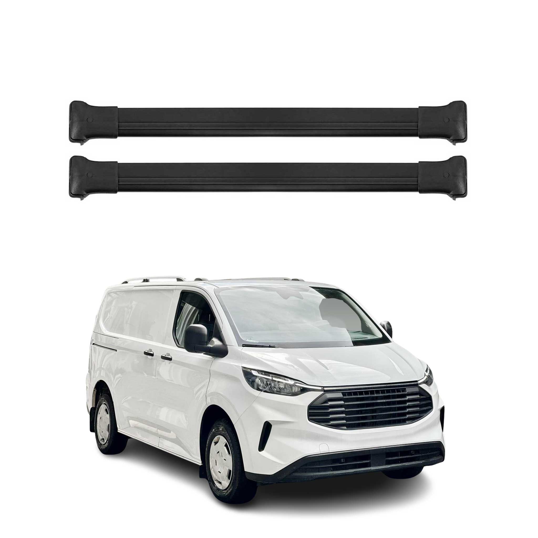 Dachträger für Ford Transit Custom / Tourneo Custom 2023-2026 Alu Schwarz 2 tlg