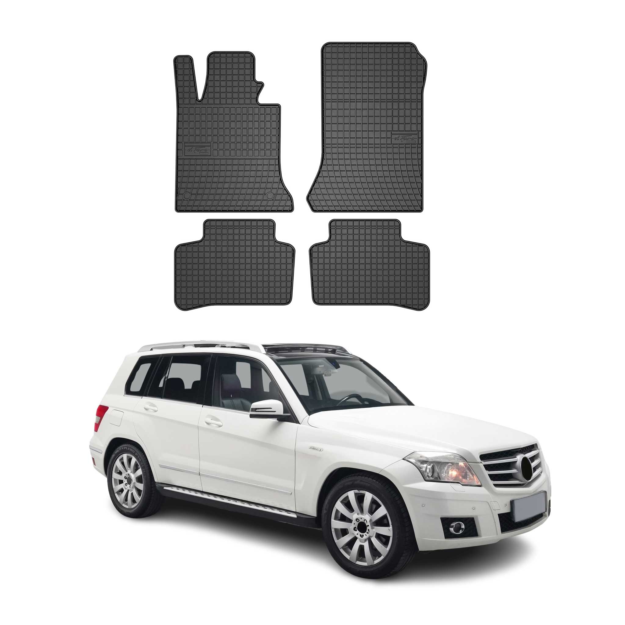 OMAC Gummi Fußmatten für Mercedes GLK Klasse X204 2008-2015 Automatte Schwarz 4x