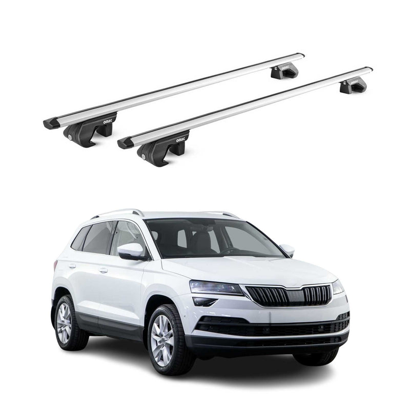 Dachträger Grundtäger für Skoda Karoq 2017-2025 90kg Aluminium Silber 2 tlg ABE