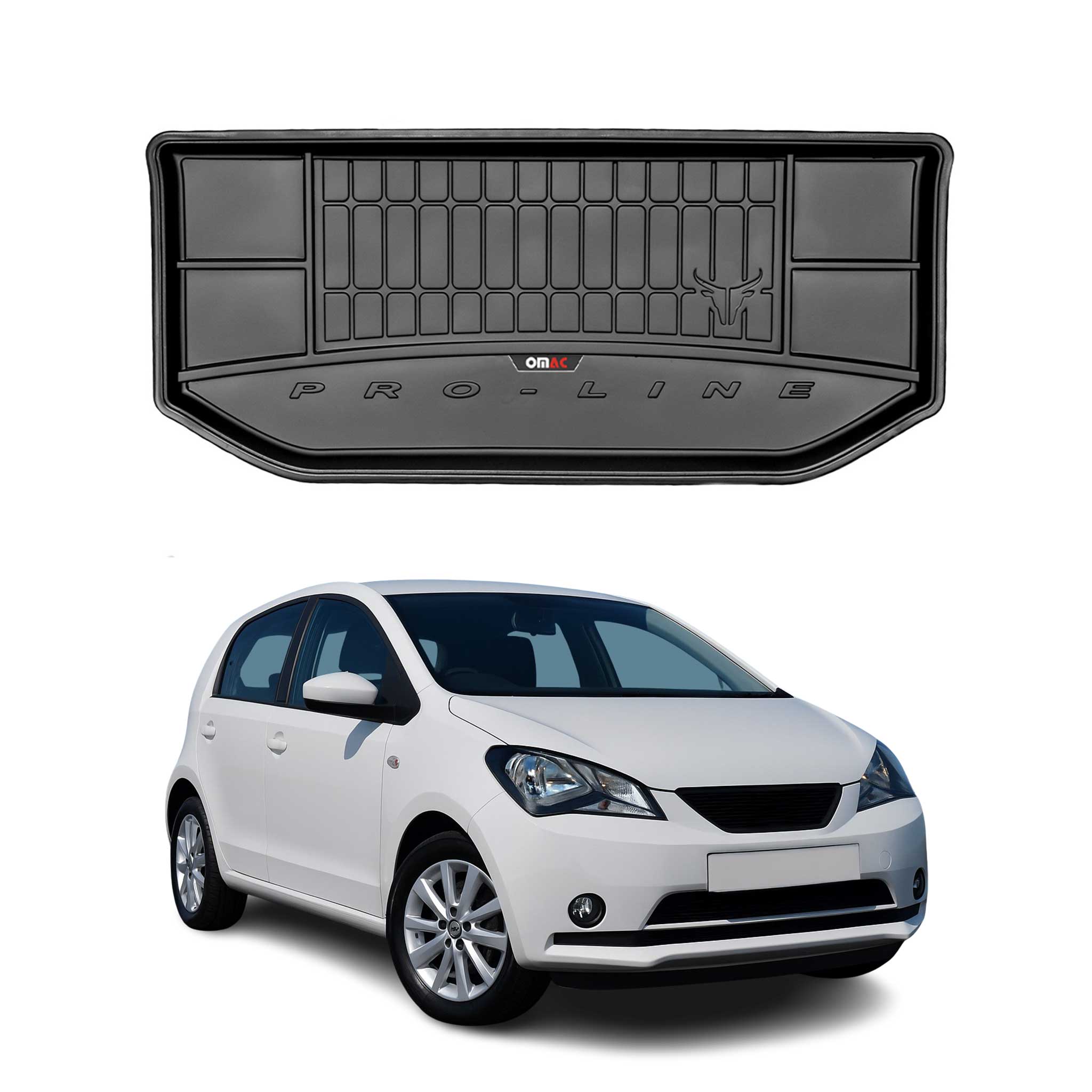 OMAC Gummi Kofferraumwanne für Seat Mii 2011-2021 TPE Laderaumwanne Schwarz