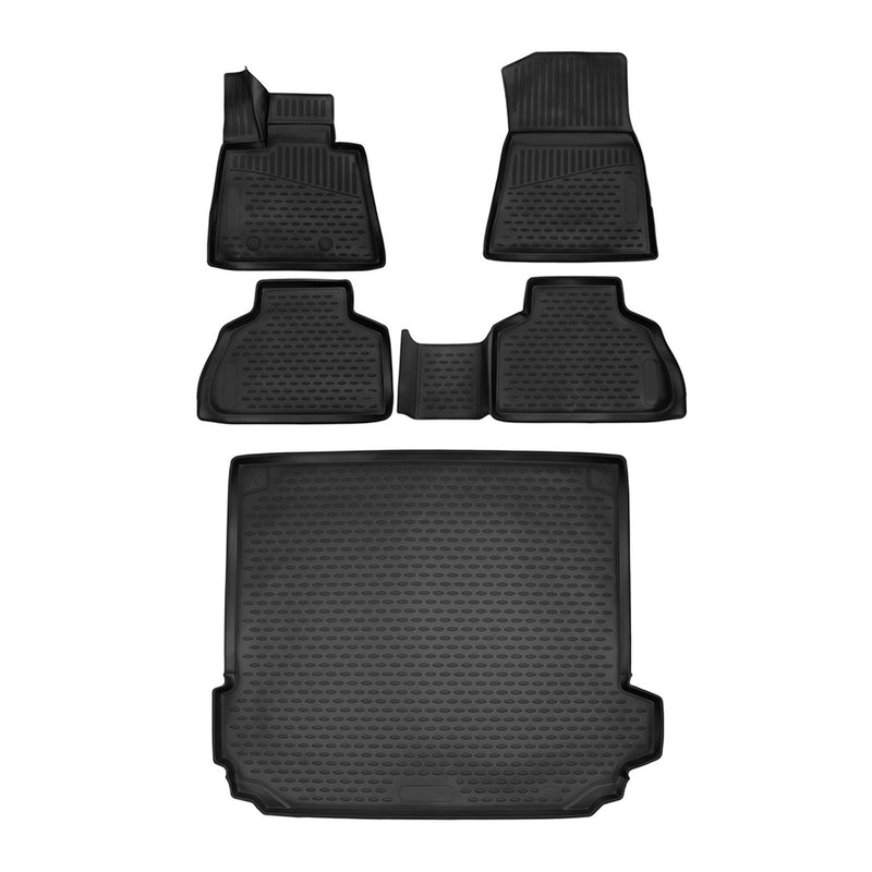 Fußmatten & Kofferraumwanne Set für BMW X5 G05 2018-2024 Gummi TPE Schwarz 5x