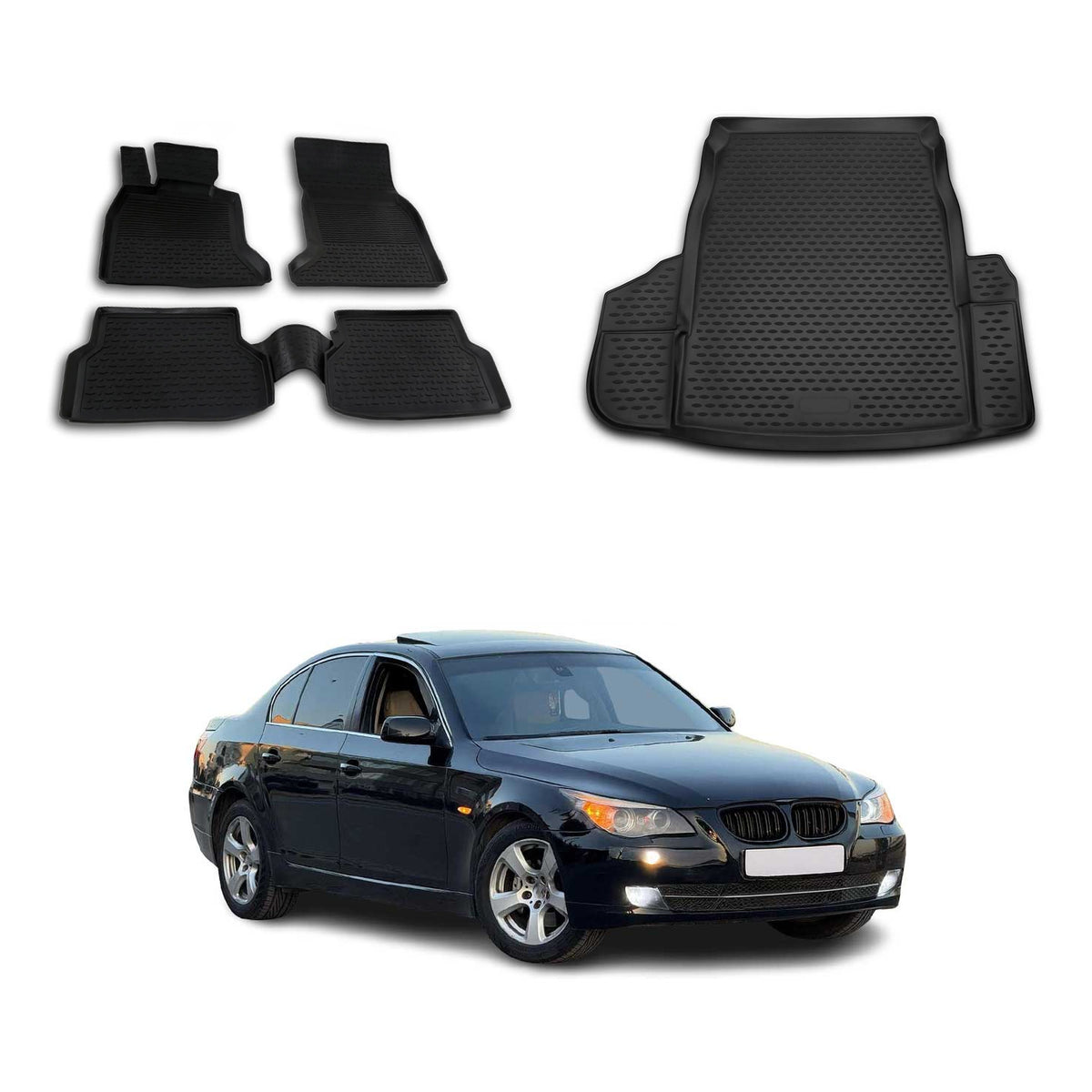 OMAC Fußmatten & Kofferraumwanne Set für BMW 5er E60 Limousine 2003-2010