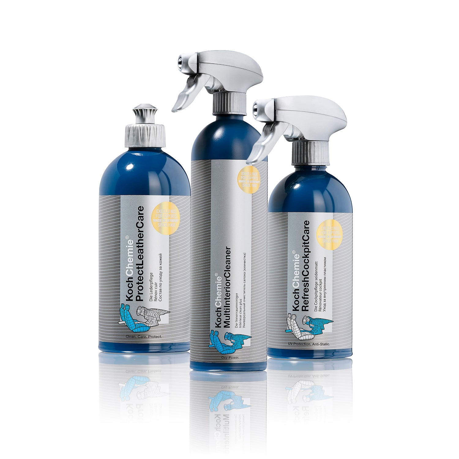 Koch Chemie Auto-Pflege-SET Innenraumreiniger Lederpflege Cockpitpflege 3-tgl