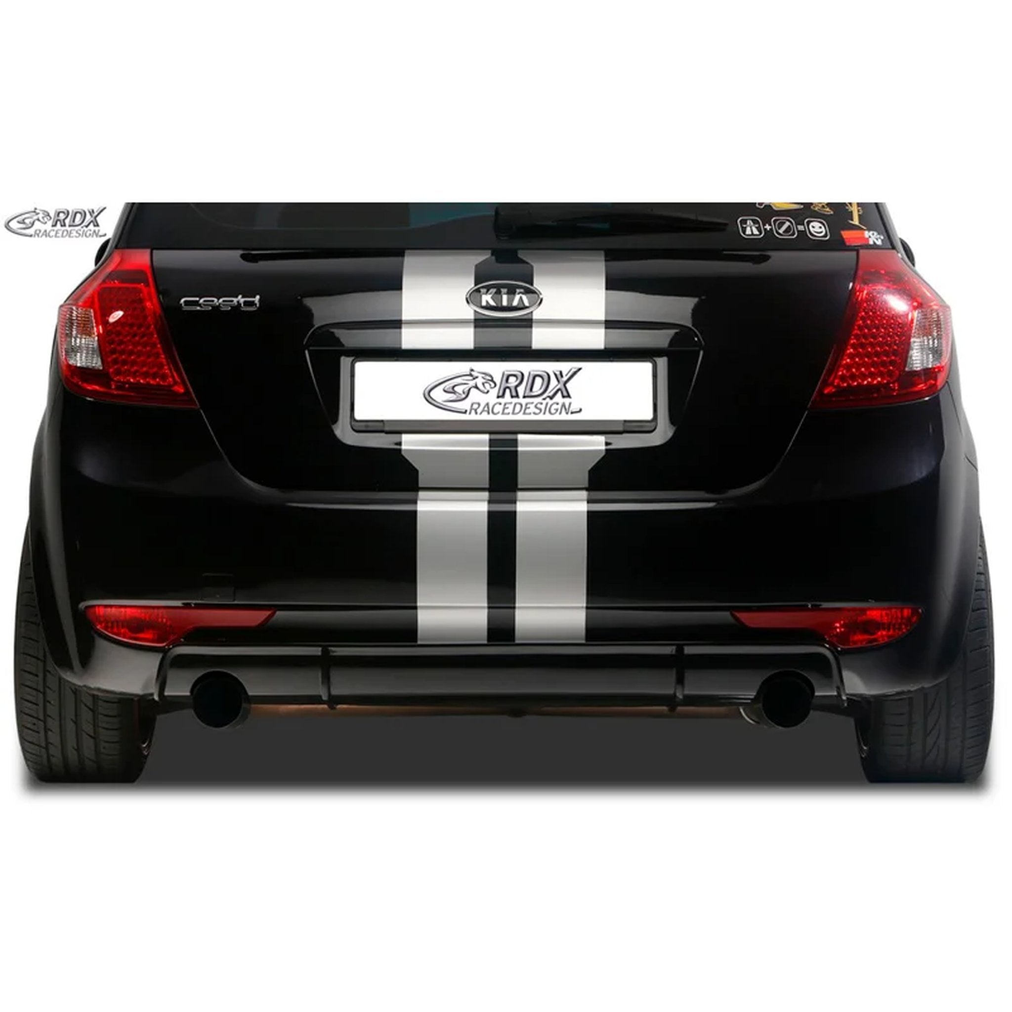 RDX Heckschürzenansatz Diffuser für Kia Ceed ED HB 2007-2012 ABS Schwarz TÜV