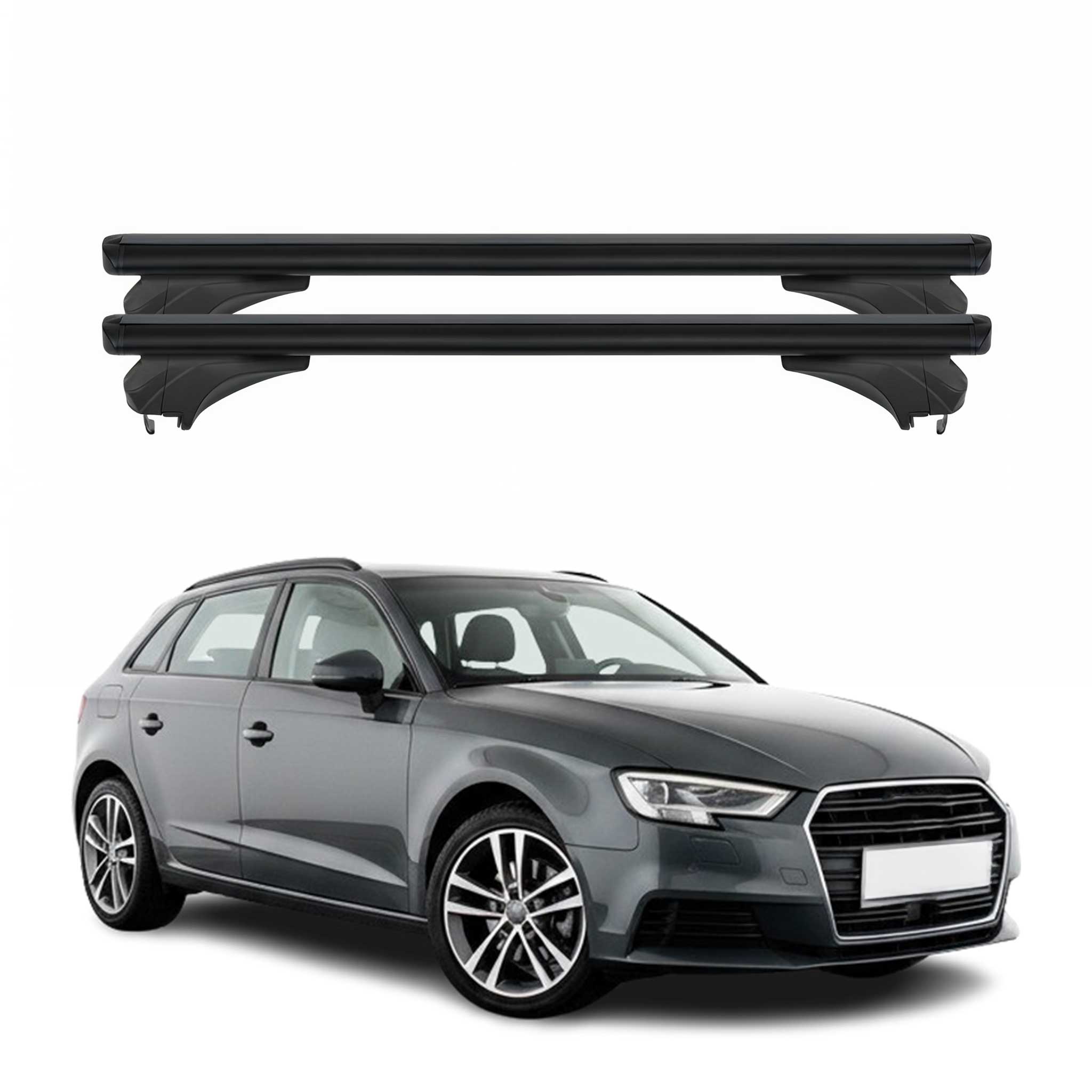 Menabo Dachträger für Audi A3 8VA Sportback 2013-2020 Aluminium Schwarz 2 tlg