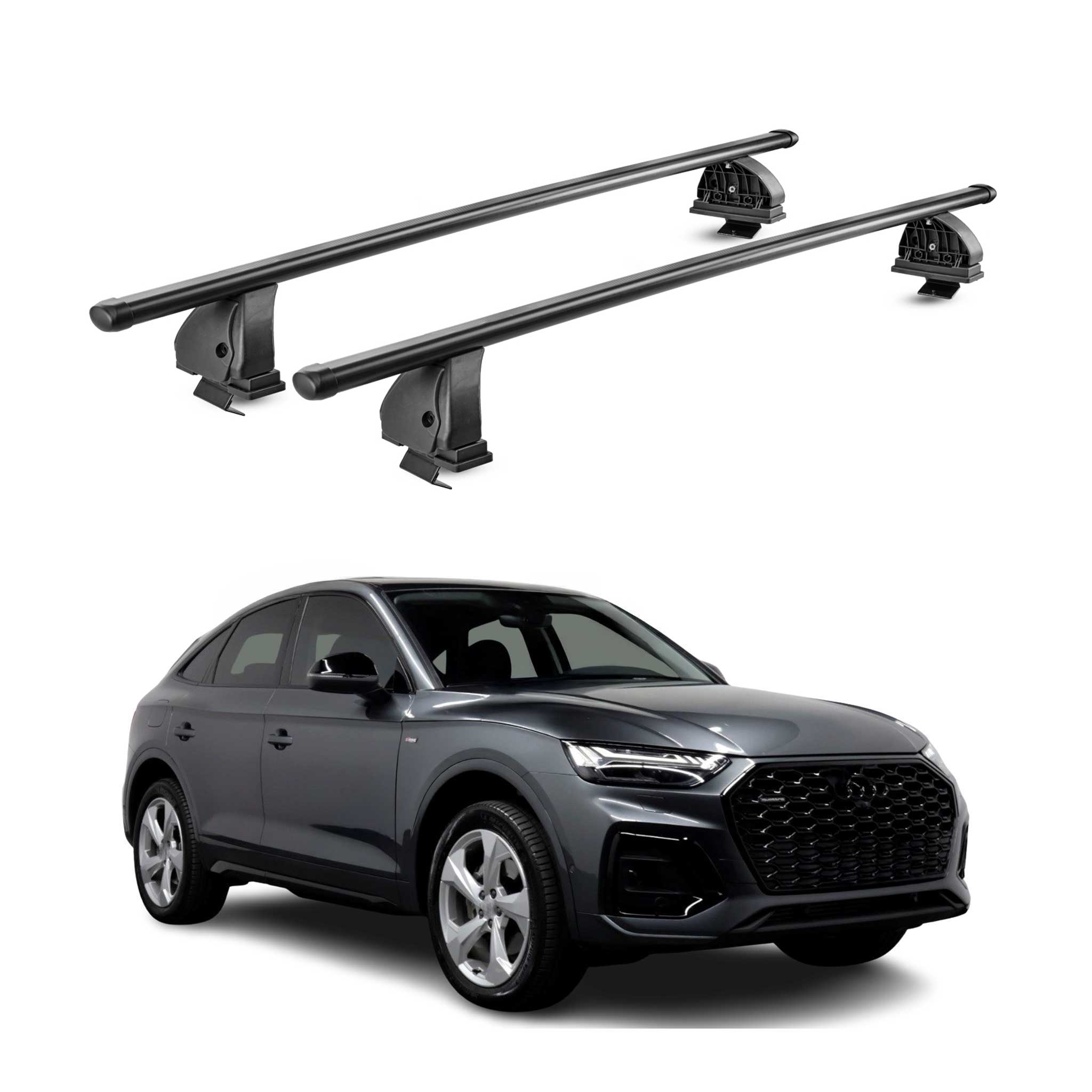 Stahl Dachträger für Audi Q5 FYT Sportback 2021-2026 TÜV 75 kg 2tlg Schwarz