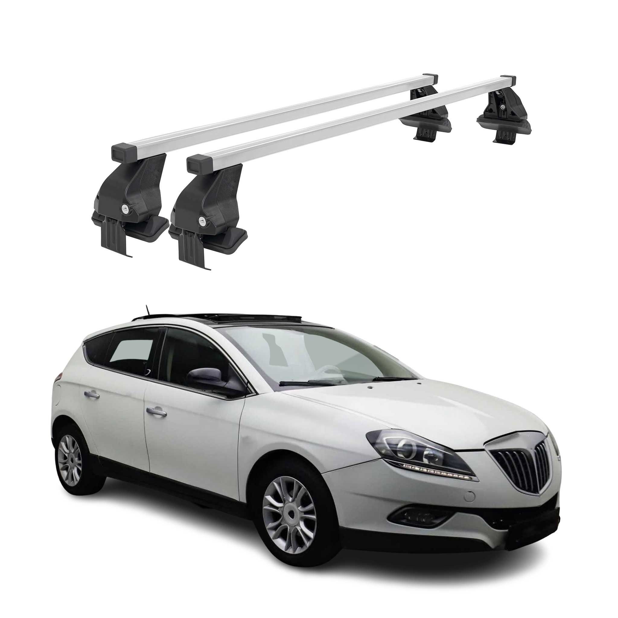 Menabo Dachträger Grundtäger für Lancia Delta 2008-2014 50kg Stahl Silber 2 tlg