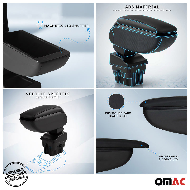 Armlehne Mittelarmlehne Mittelkonsole für Ford Focus 2015-2018 PU-Leder Schwarz