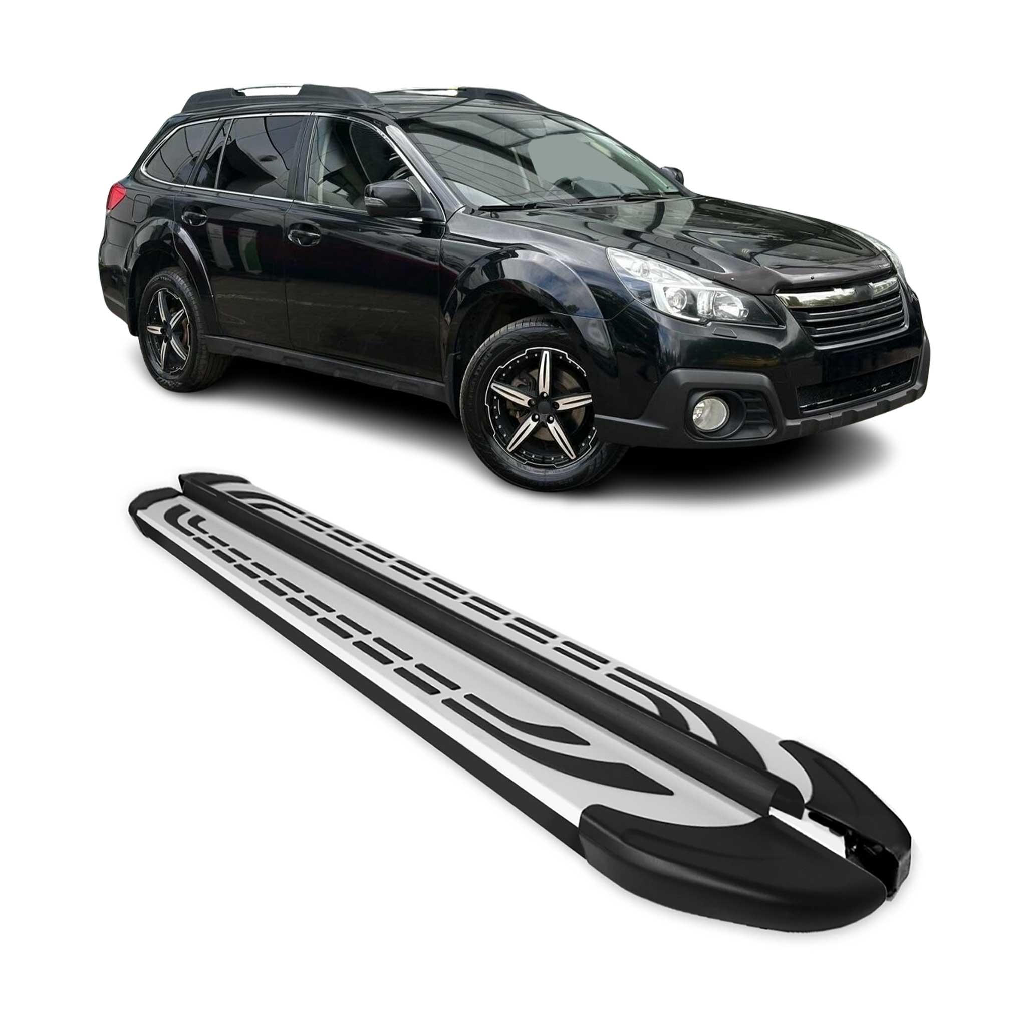 Trittbretter Schweller Seitenbretter für Subaru Outback IV 2010-2014 Alu Schwarz