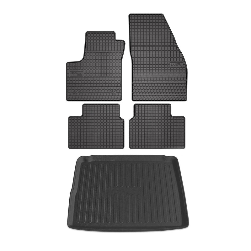 Fußmatten & Kofferraumwanne Set für Opel Meriva B 2010-2017 Gummi Schwarz 5x