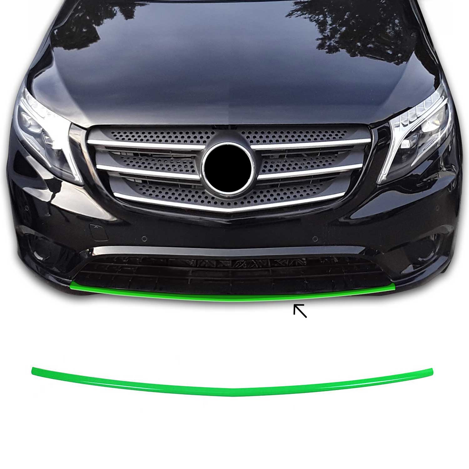 Kühlergrill Leisten Grillleisten für Mercedes Vito 2014-2019 Edelstahl Grün 1tlg