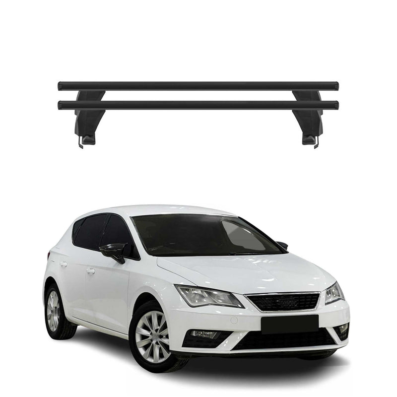 Menabo Dachträger Grundtäger für Seat Leon mk3 2012-2020 50kg Alu Schwarz 2 tlg