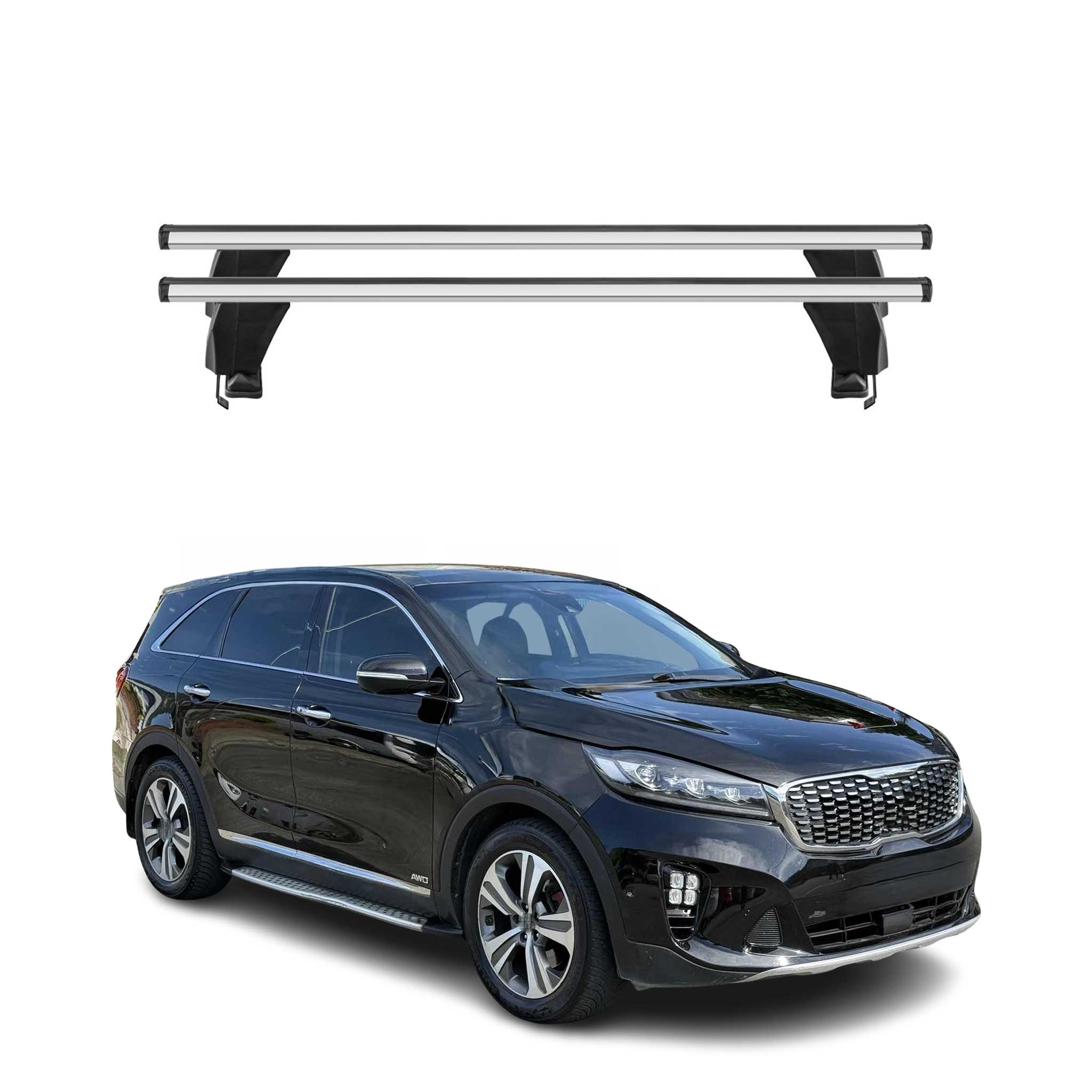Menabo Dachträger Grundtäger für Kia Sorento MQ4 2021-2026 50kg Alu Silber 2 tlg