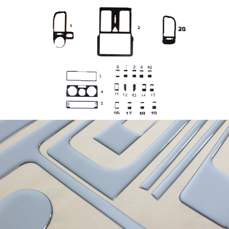 Innenraum Dekor Cockpit für VW Polo 1999-2001 Aluminium Optik 20tlg