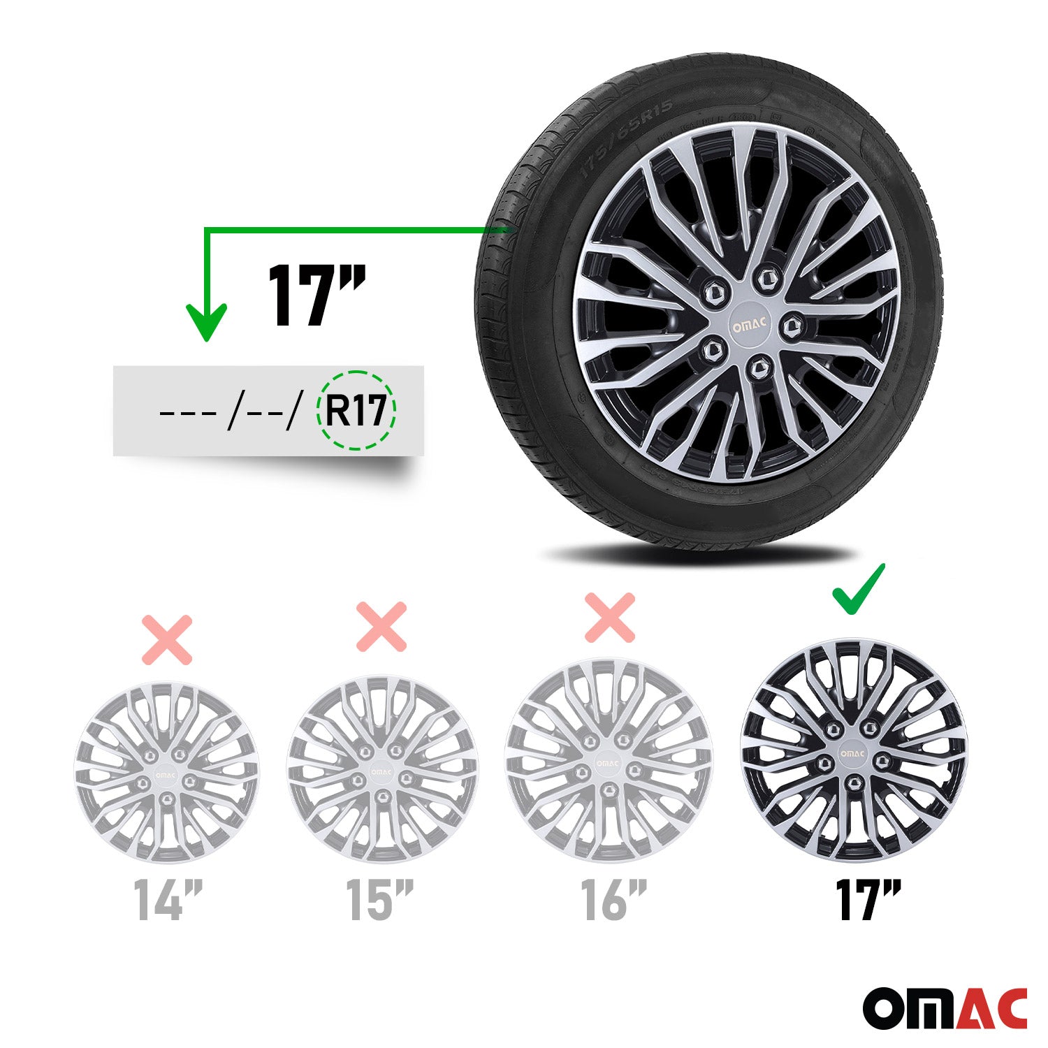 17 Zoll Radkappen Universal Radzierblenden Grau-Schwarz Glanz 4 Stück Radblenden